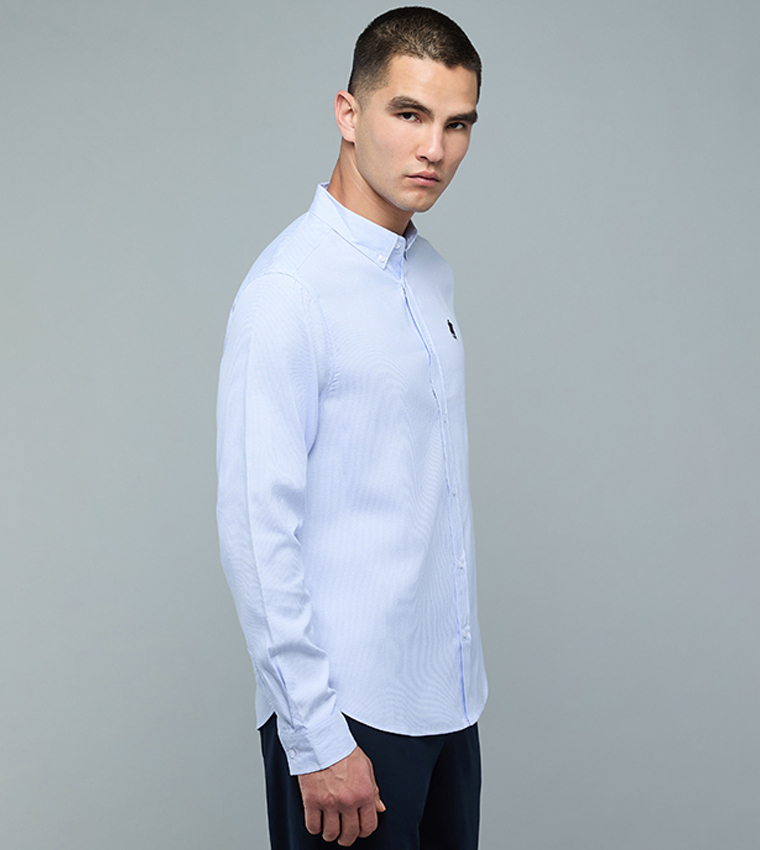 Checked Shirt with Button-Down Collar and Long Sleeves