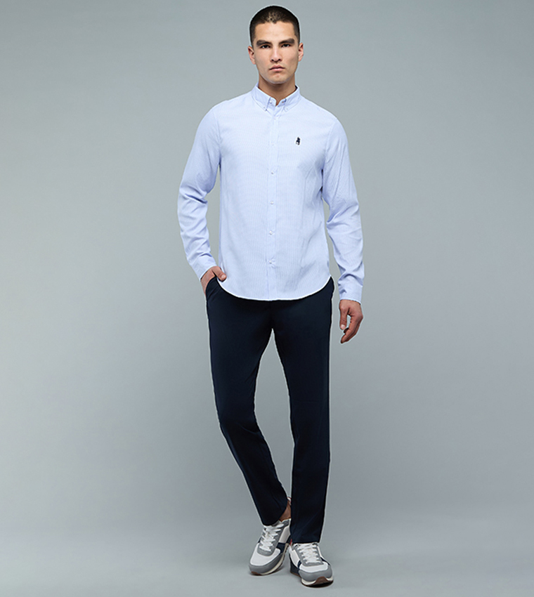 Checked Shirt with Button-Down Collar and Long Sleeves