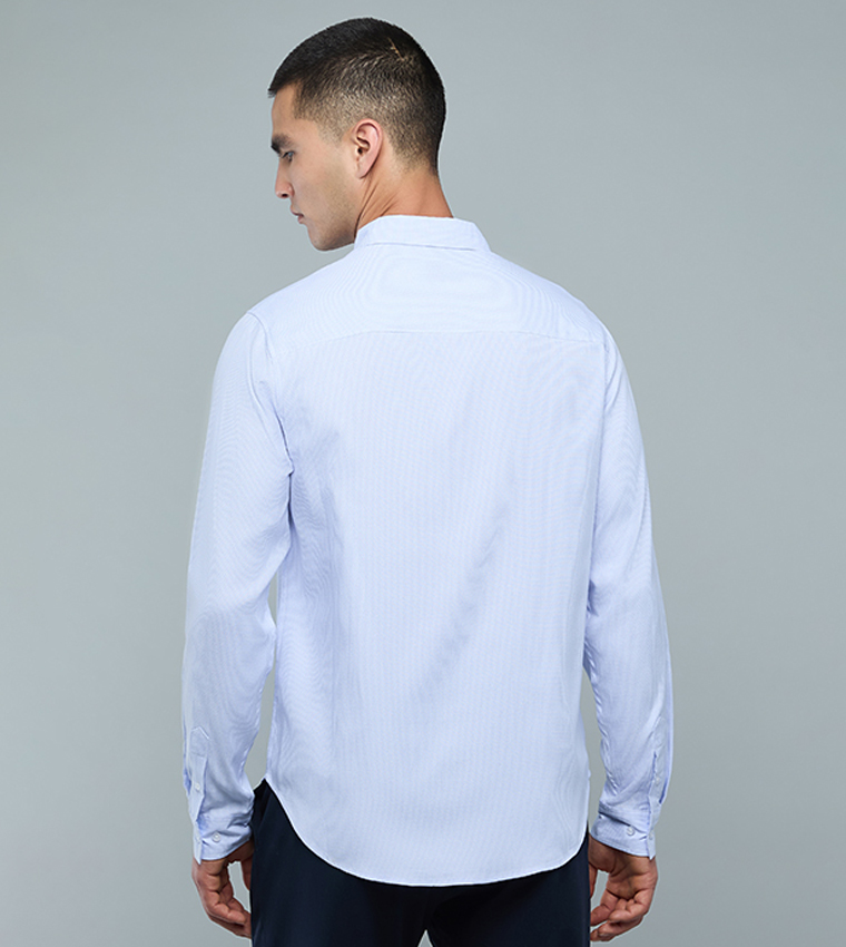 Checked Shirt with Button-Down Collar and Long Sleeves