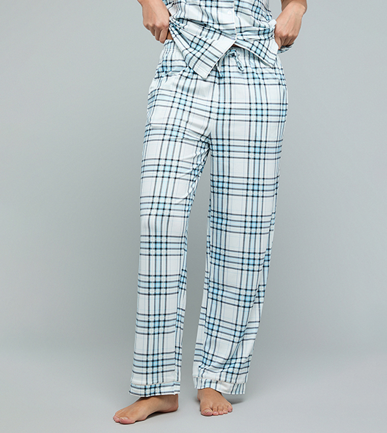 Plaid Lapel Collar Pyjama Set