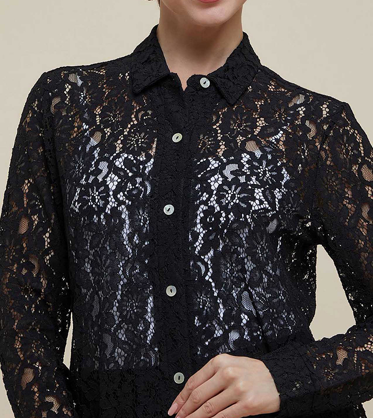 قميص كم طويل بقبة كلاسيك 