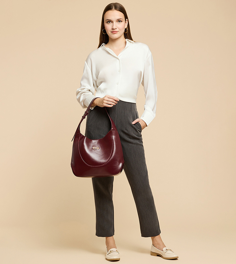 Solid Satin Shirt with Classic Collar and Long Sleeves