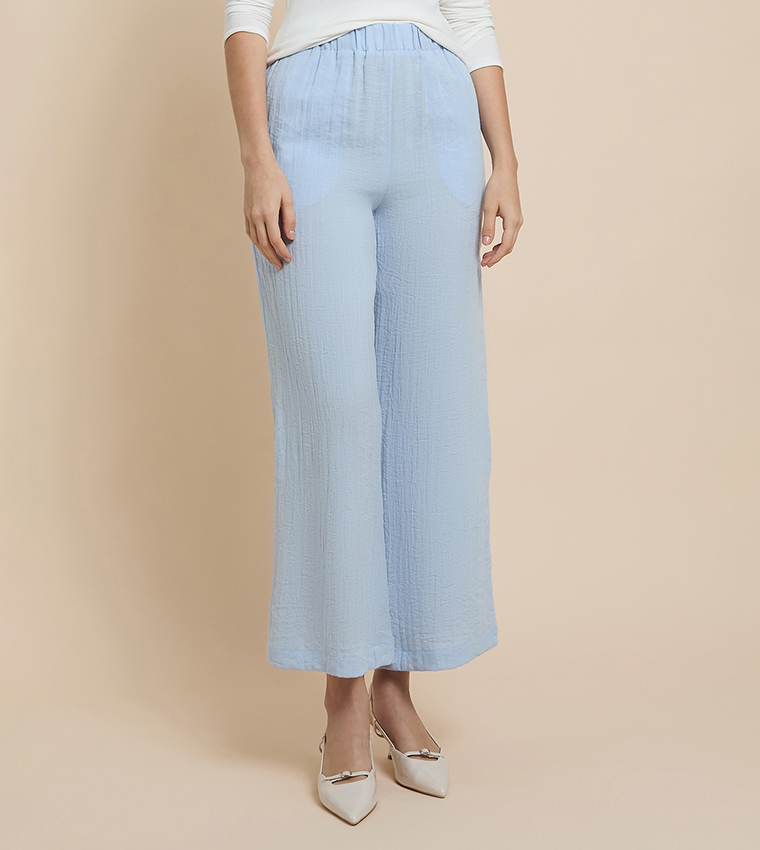 بنطلون واسع سادة بخصر مرن