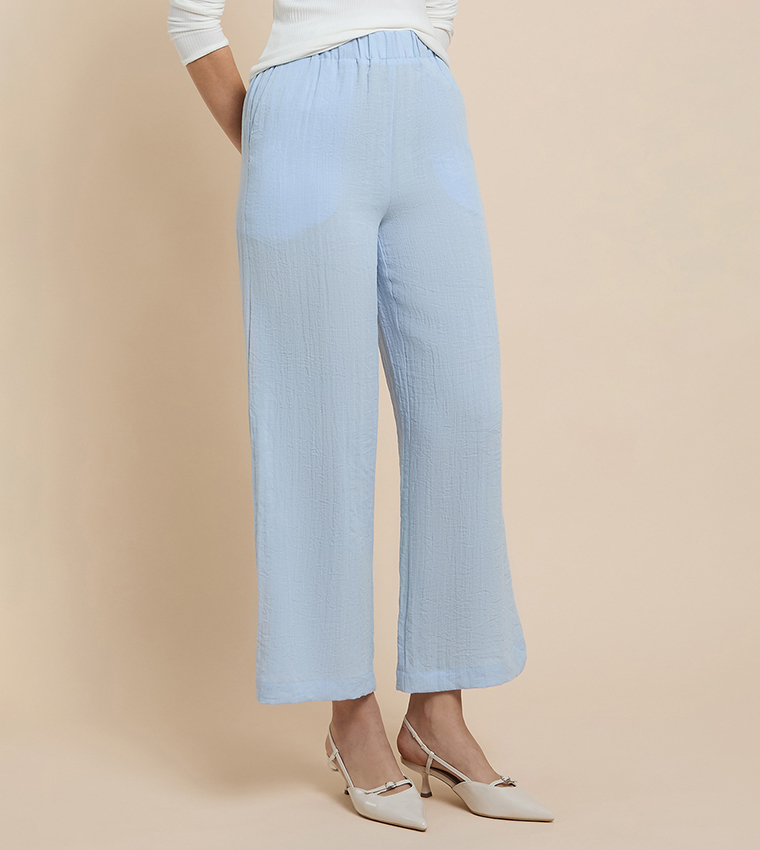 بنطلون واسع سادة بخصر مرن