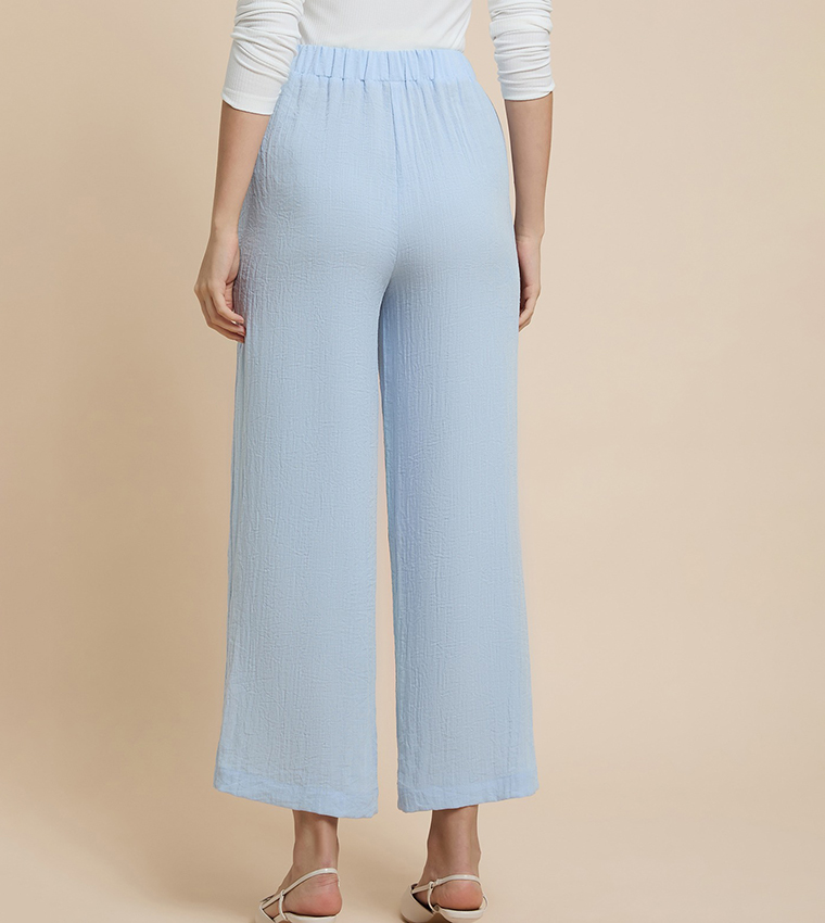 بنطلون واسع سادة بخصر مرن