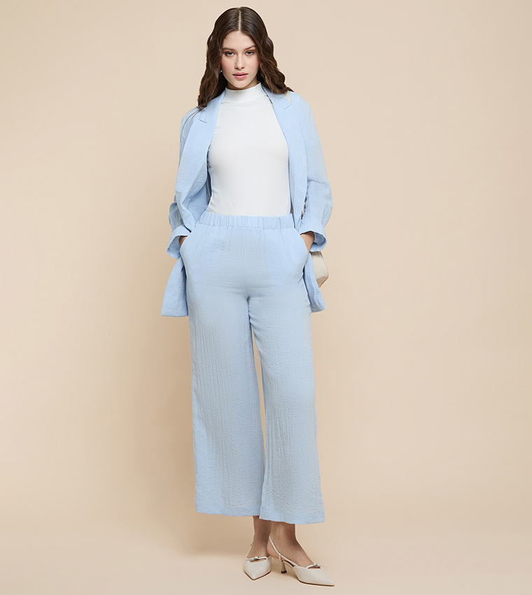 بنطلون واسع سادة بخصر مرن