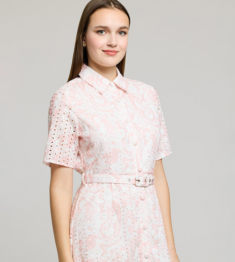 Floral Print Shirt Dress with Long Sleeves