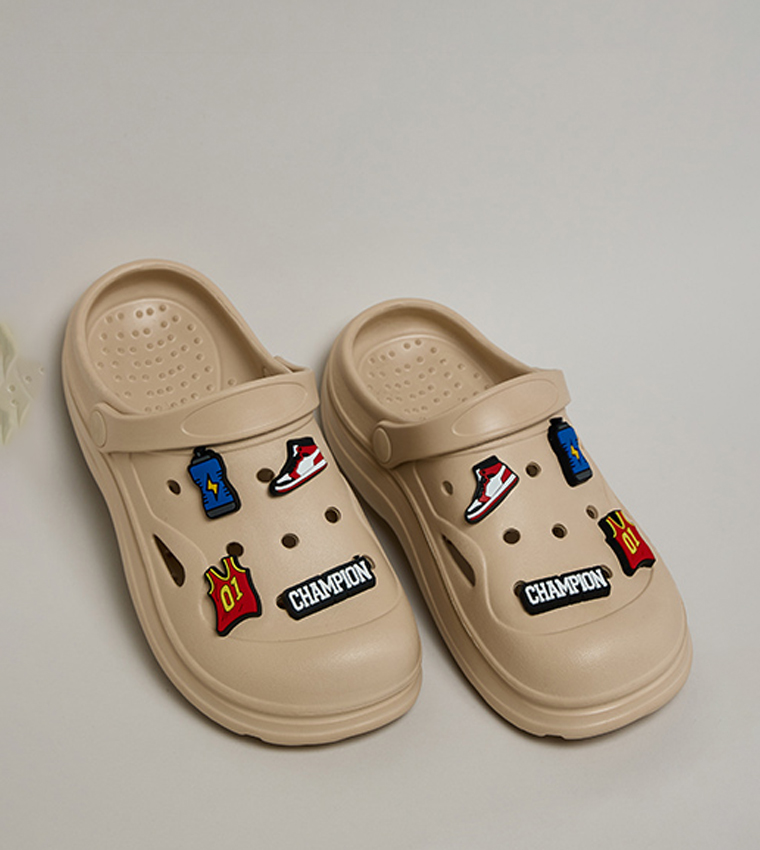 Charm Detail Slingback Clogs