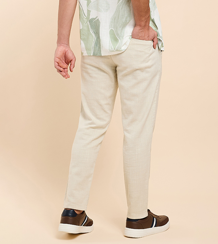 بنطلون سادة برباط على الخصر