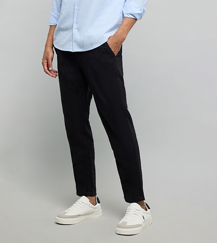 Solid Pants with Drawstring Waist