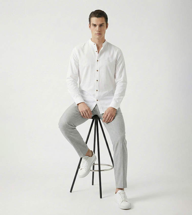 Logo Embroidered Long Sleeves Shirt