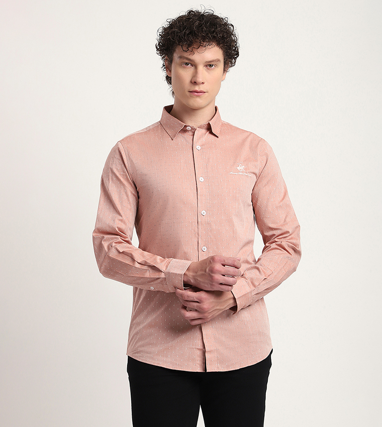 Logo Embroidered Long Sleeves Casual Shirt