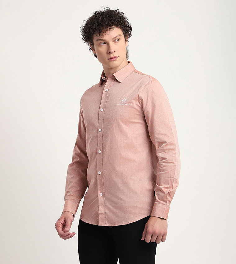 Logo Embroidered Long Sleeves Casual Shirt