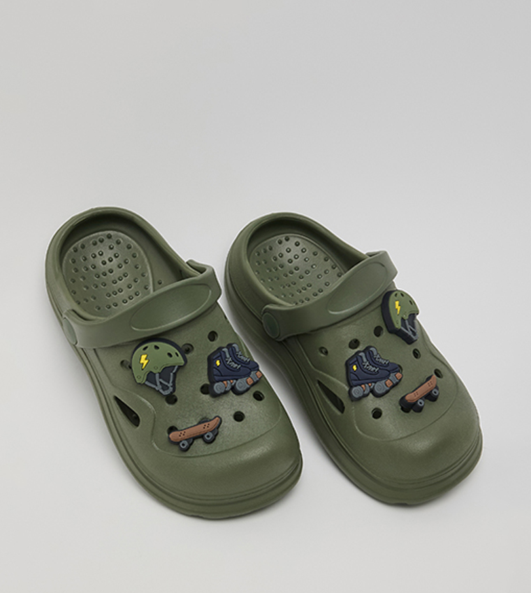 Charm Detail Slingback Clogs