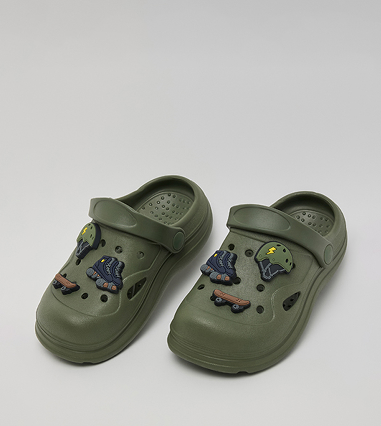 Charm Detail Slingback Clogs