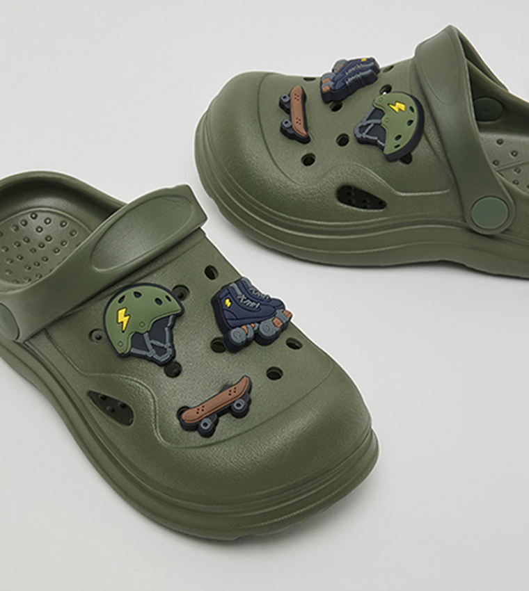 Charm Detail Slingback Clogs