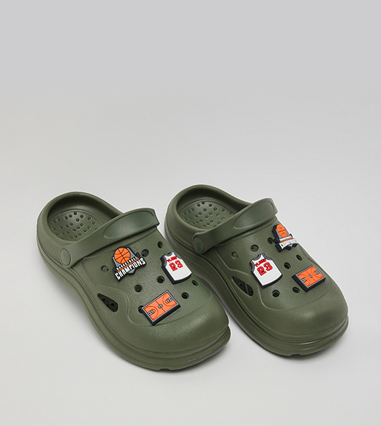Charm Detail Slingback Clogs