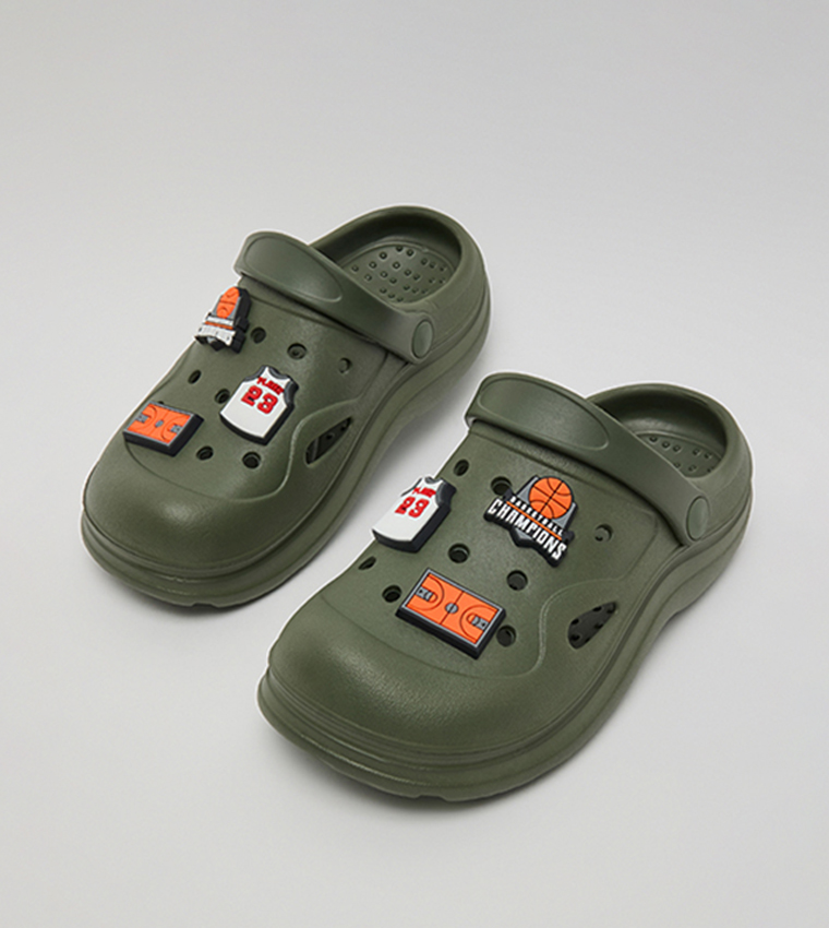 Charm Detail Slingback Clogs