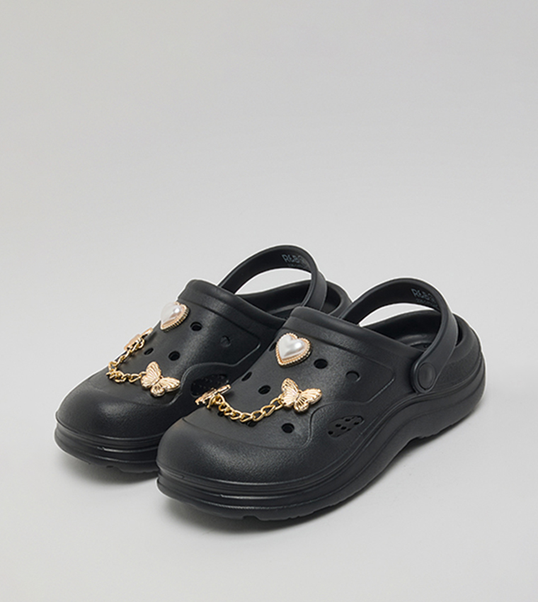 Charm Detail Slingback Clogs