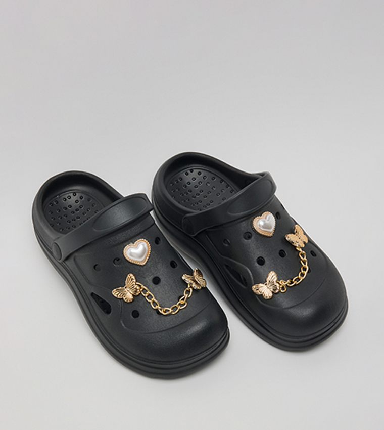 Charm Detail Slingback Clogs