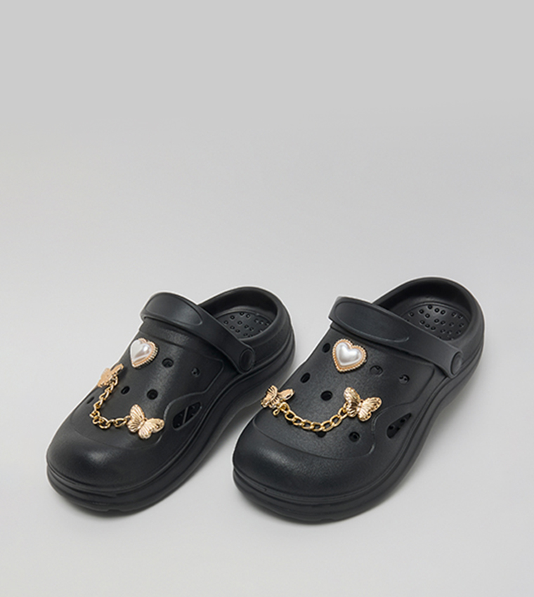 Charm Detail Slingback Clogs