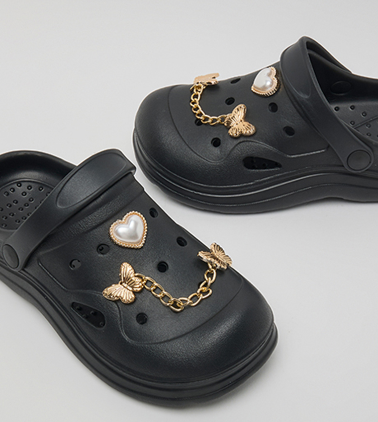 Charm Detail Slingback Clogs