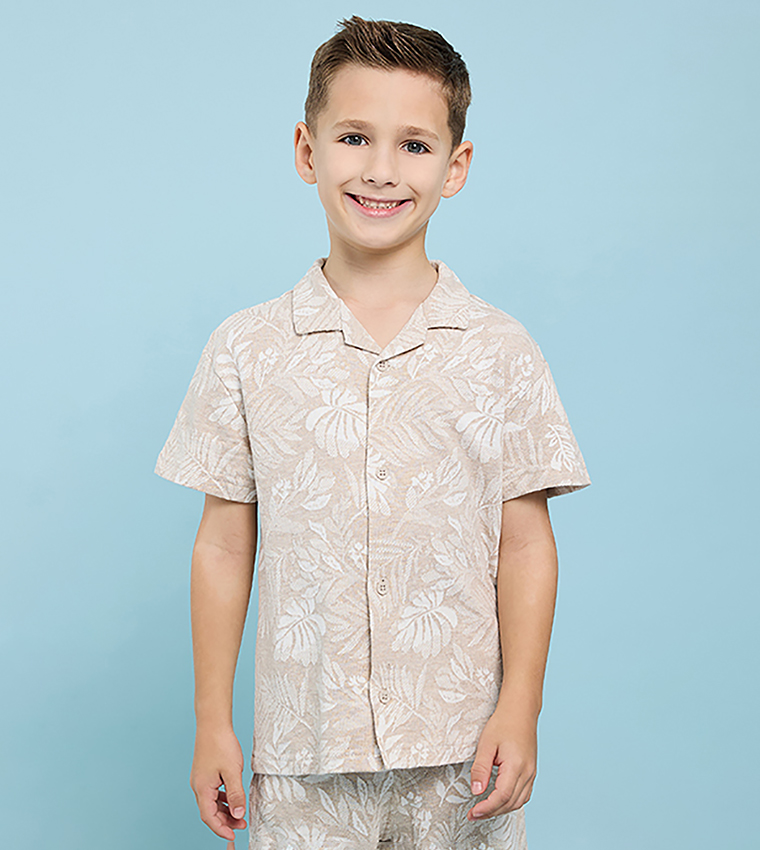 طقم قميص جاكار وشورت 