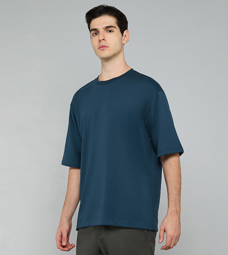 Solid T-Shirt with Crew Neck and Short Sleeves