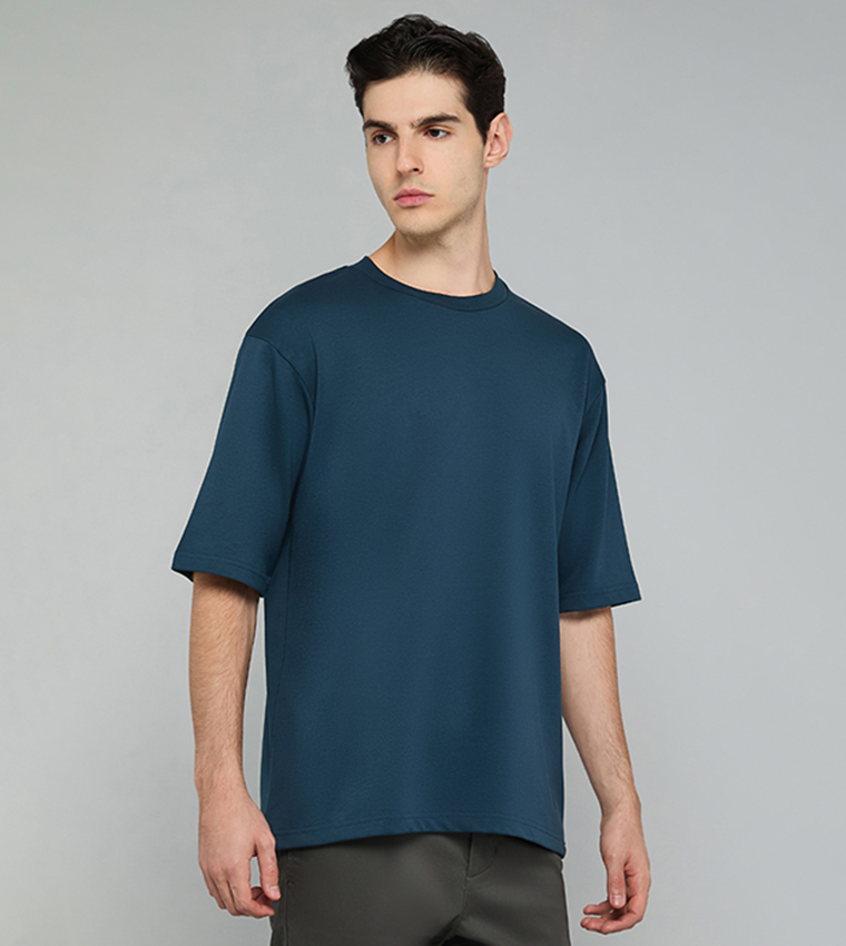 Solid T-Shirt with Crew Neck and Short Sleeves