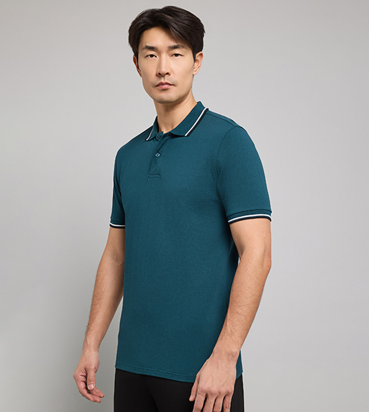 Tipping Detail Polo T-Shirt with Short Sleeves