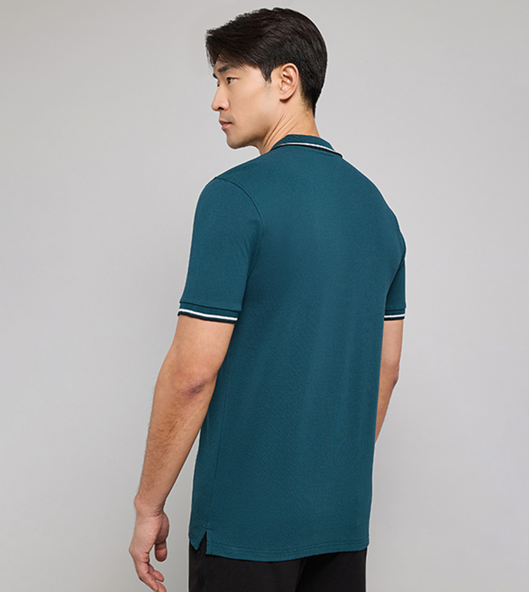 Tipping Detail Polo T-Shirt with Short Sleeves