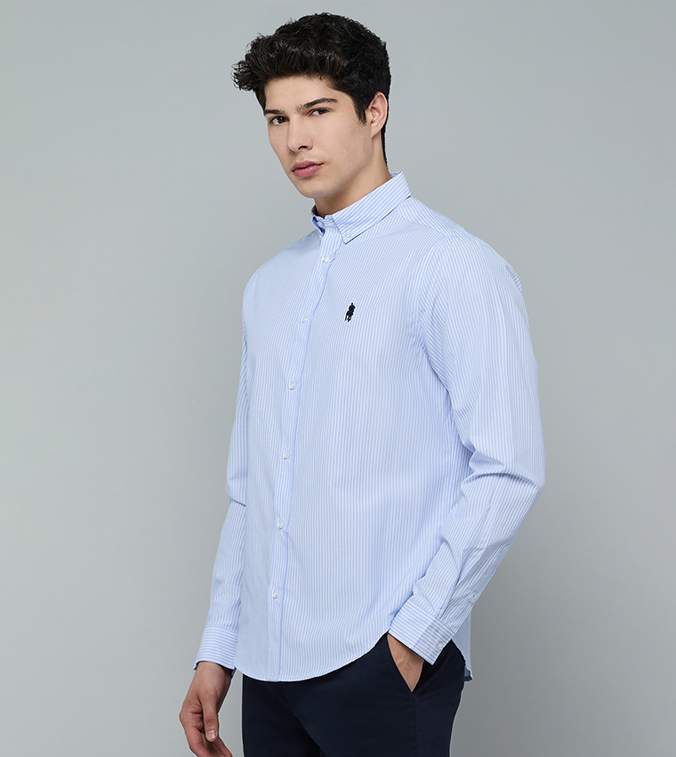 Striped Shirt with Button-Down Collar and Long Sleeves