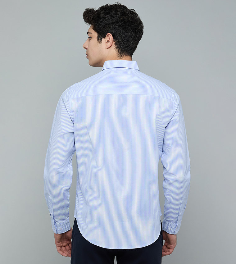 Striped Shirt with Button-Down Collar and Long Sleeves