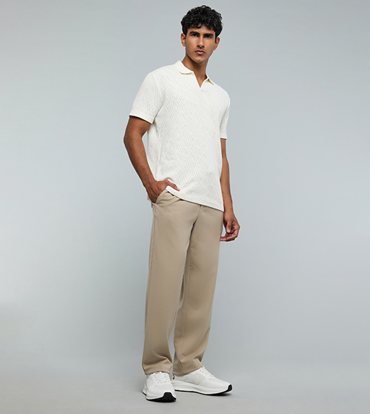 Solid Regular Fit Pants with Drawstring waist