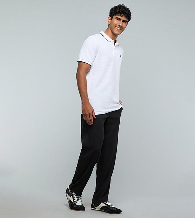 بنطلون سادة برباط على الخصر بقصة عادية