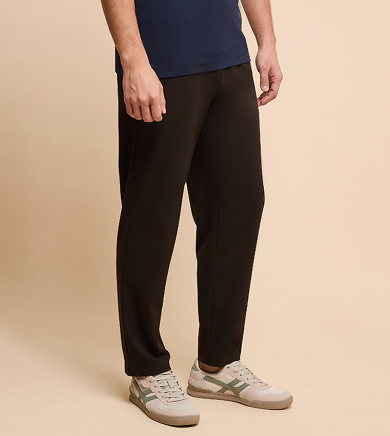 بنطلون سادة برباط على الخصر بقصة عادية