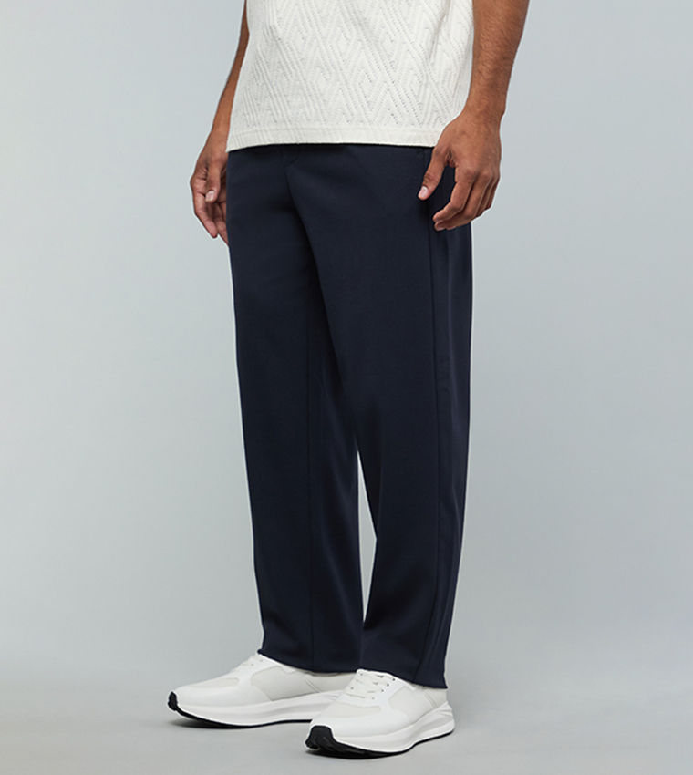 Solid Regular Fit Pants with Drawstring waist