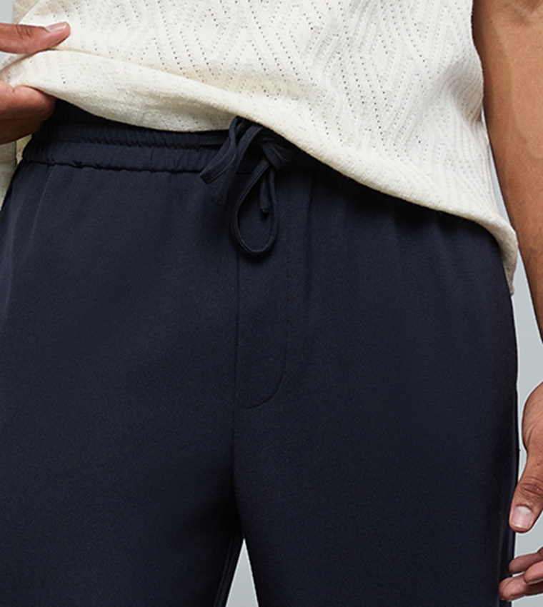Solid Regular Fit Pants with Drawstring waist