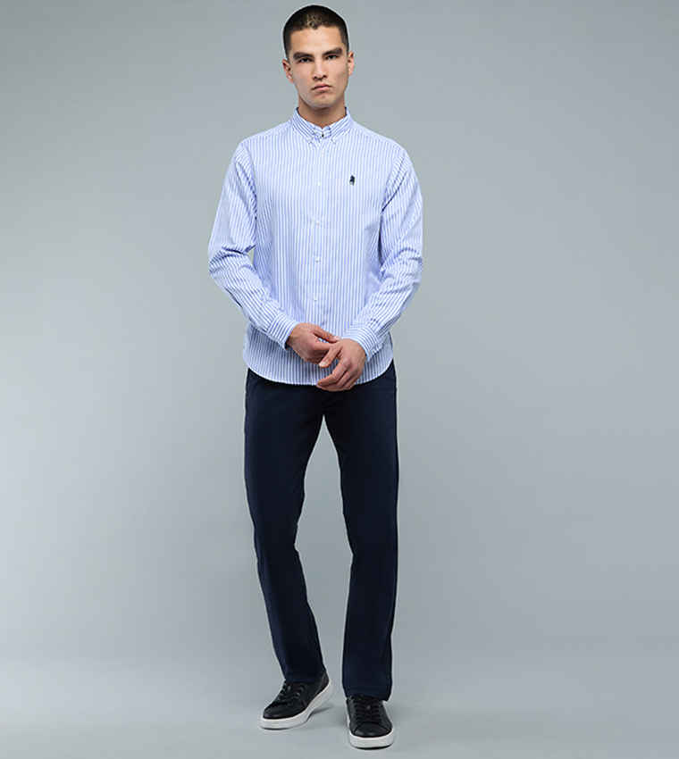 Striped Shirt with Button-Down Collar and Long Sleeves