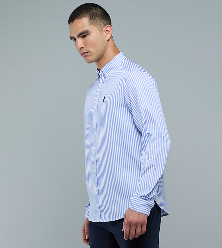 Striped Shirt with Button-Down Collar and Long Sleeves