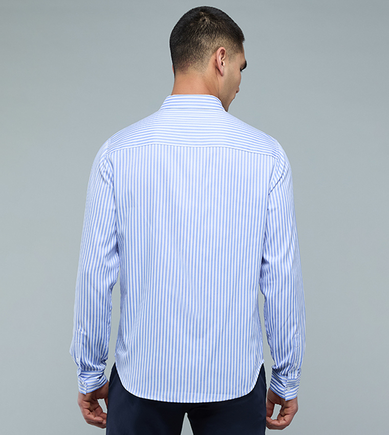 Striped Shirt with Button-Down Collar and Long Sleeves