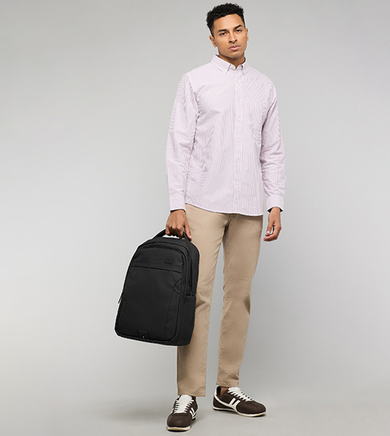Striped Shirt with Button-Down Collar and Long Sleeves