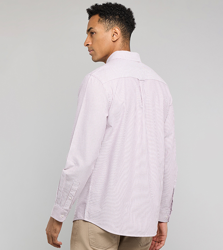 Striped Shirt with Button-Down Collar and Long Sleeves