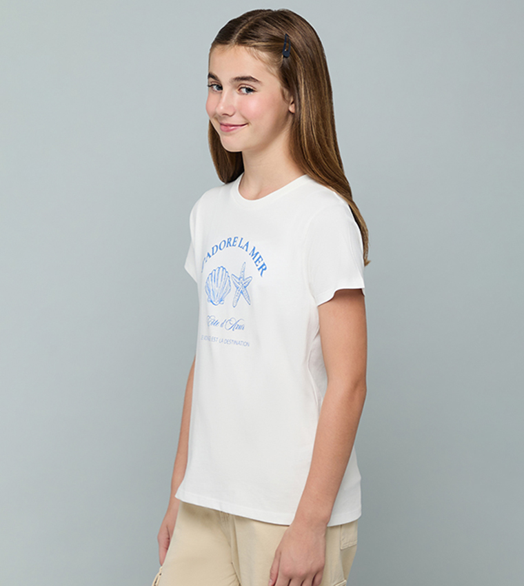 Printed T-Shirt with Crew Neck and Short Sleeves