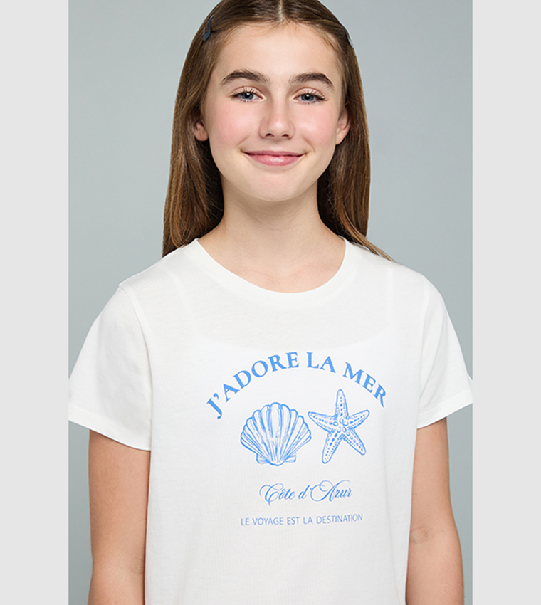 Printed T-Shirt with Crew Neck and Short Sleeves
