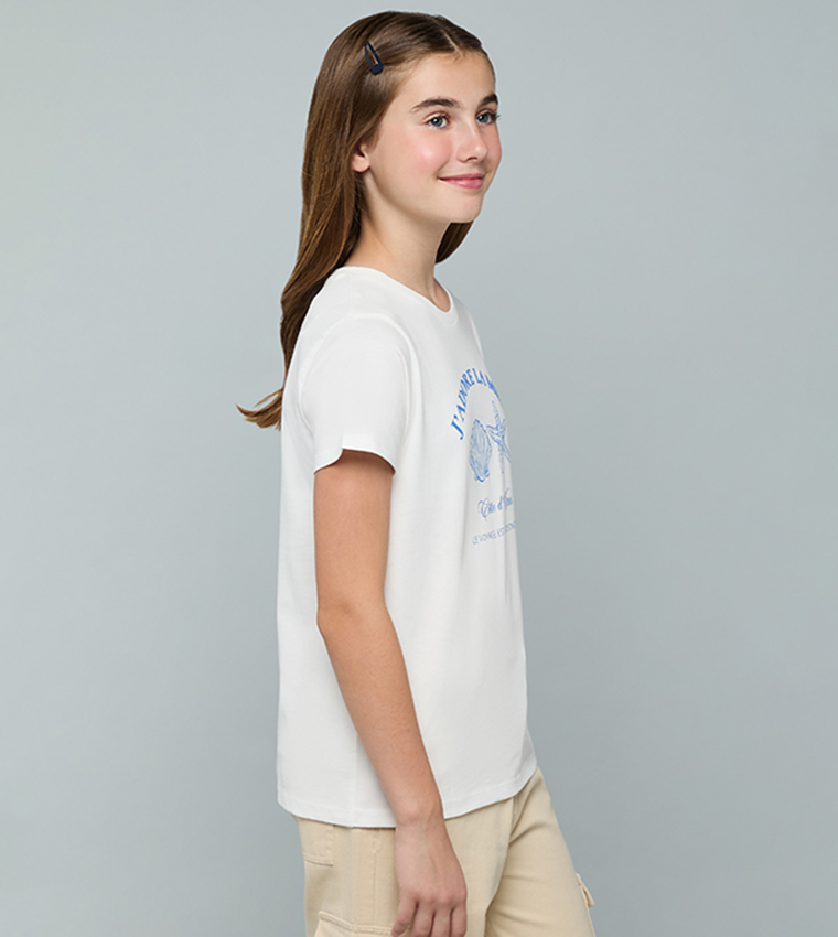 Printed T-Shirt with Crew Neck and Short Sleeves