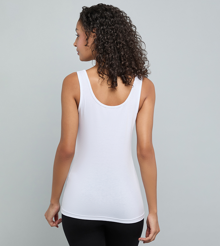 R&B  Sleeveless Tops - White Sleeveless Tops