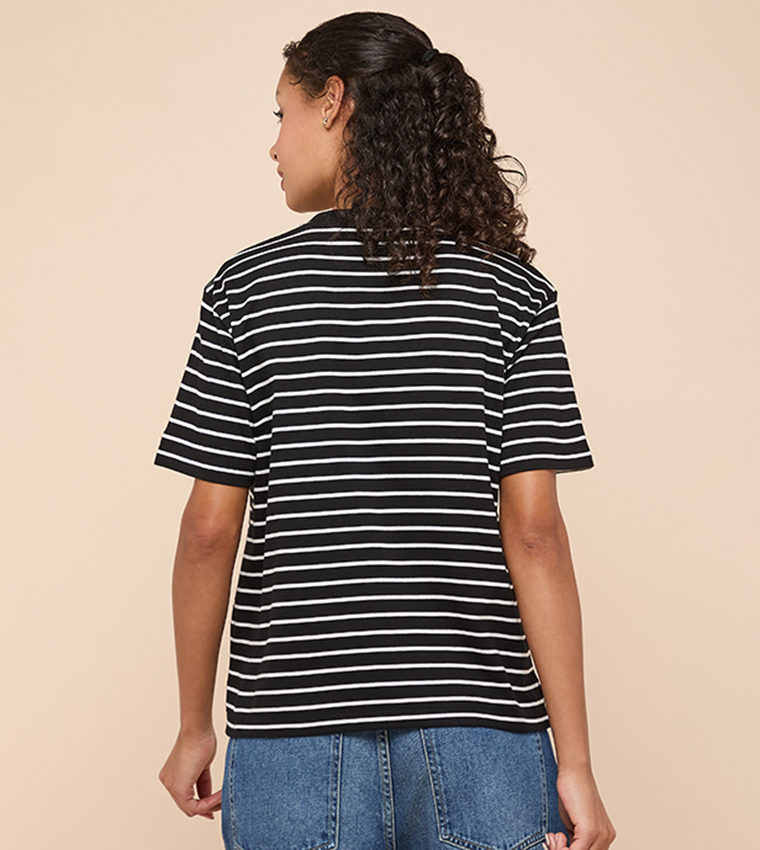 Striped T-Shirt with Crew Neck and Short Sleeves