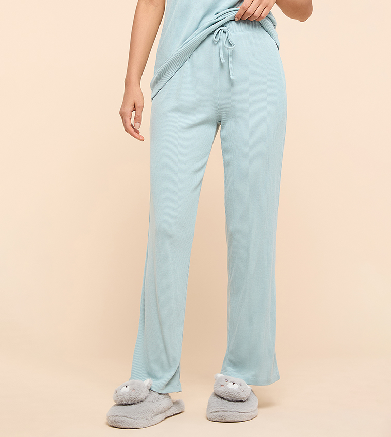 Ribbed Pyjama Pants With Drawstring Waist