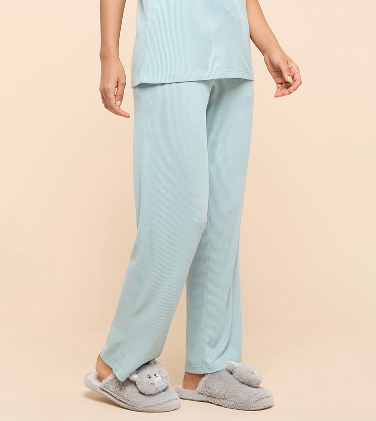 Ribbed Pyjama Pants With Drawstring Waist